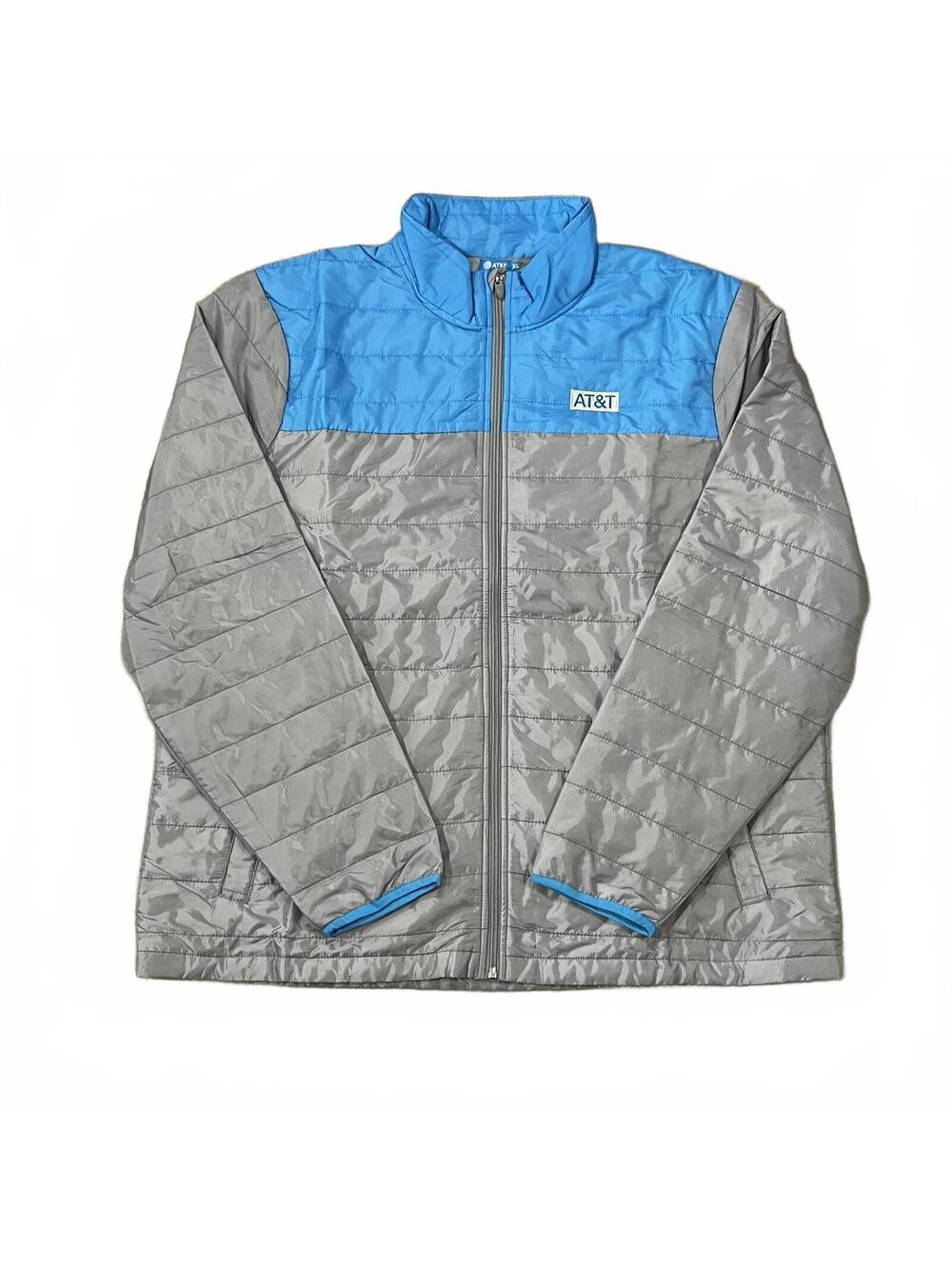 AT&T Employee Lightweight Puffer Jacket Gray Blue Full Zip Size XL NEW